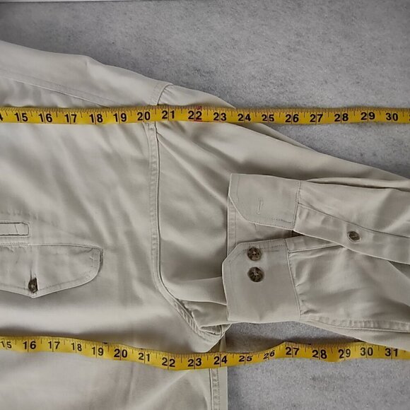 Keeler Bay Mens 100% Cotton Long Sleeve Button Down Beige Shirt Size Medium - Picture 8 of 11